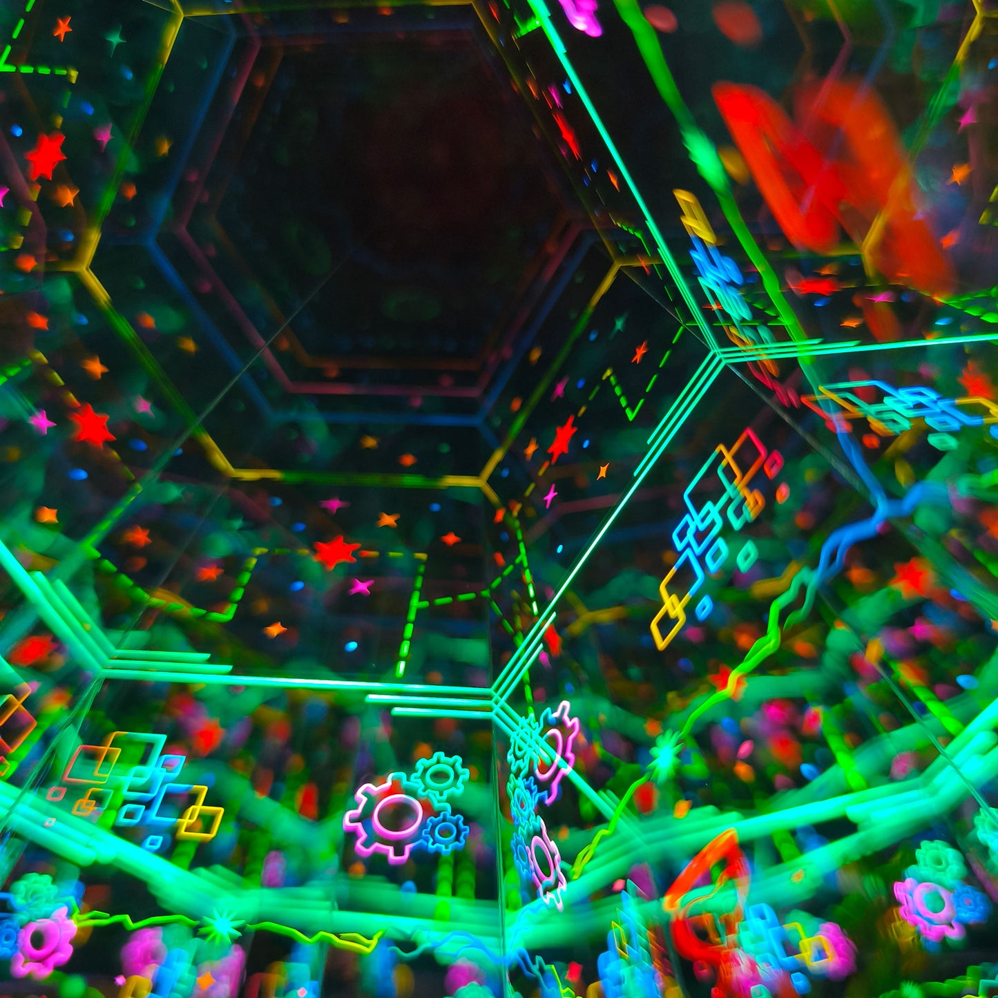 Glow-in-the-Dark Kaleidoscope with Optional LED Light Base | Unique Desktop Decor & Art Gift | Handmade Mini Time Tunnel