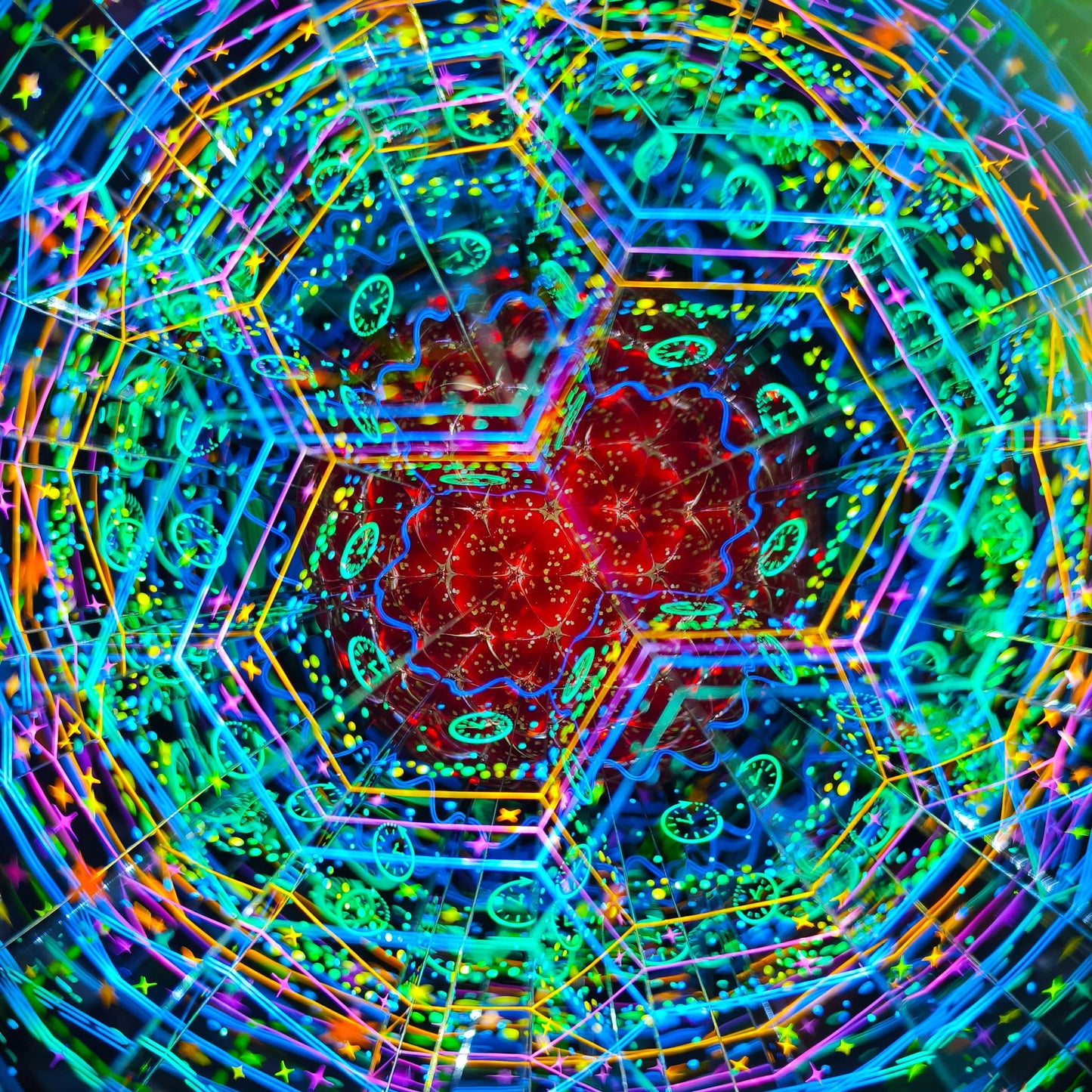 Glow-in-the-Dark Kaleidoscope with Optional LED Light Base | Unique Desktop Decor & Art Gift | Handmade Mini Time Tunnel
