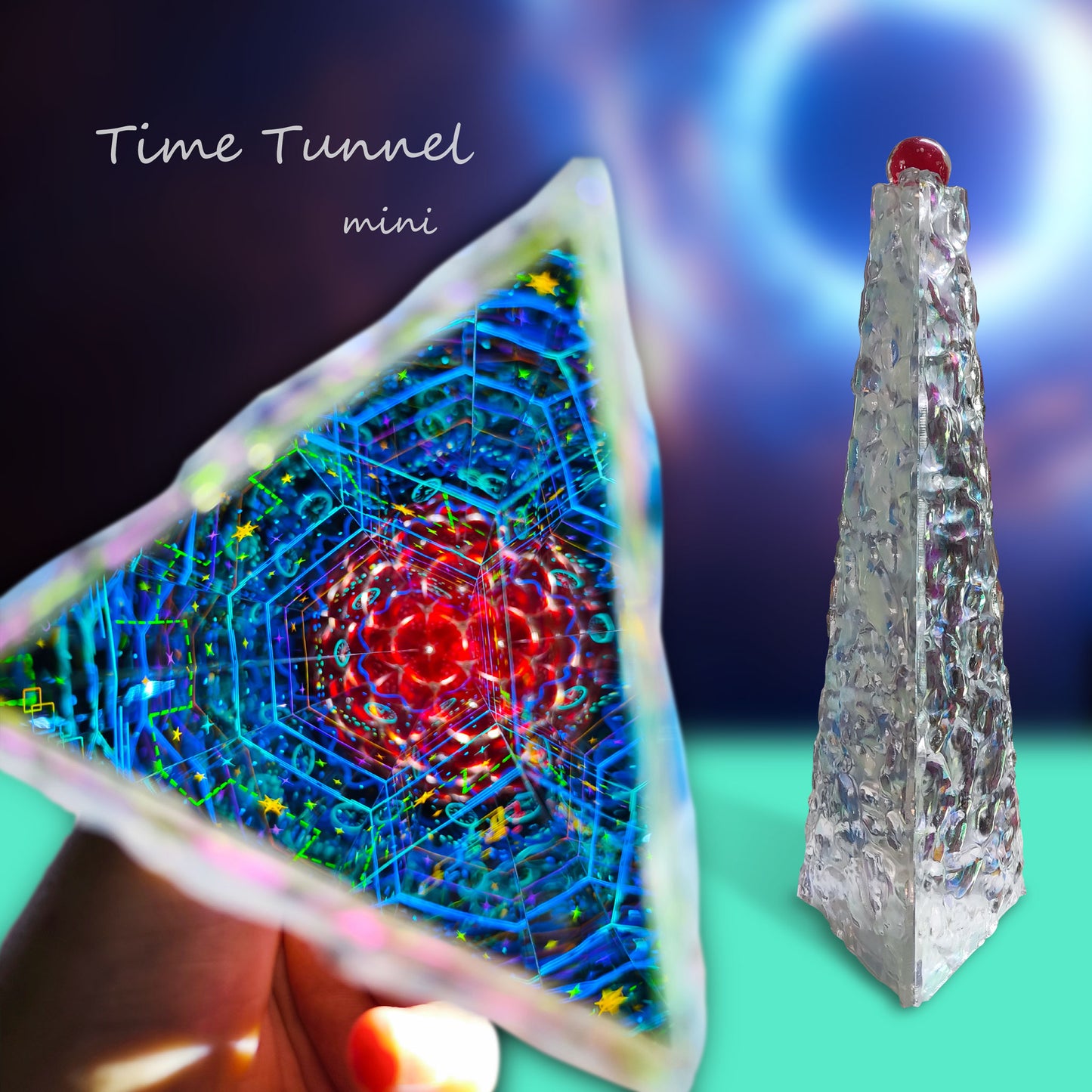 Glow-in-the-Dark Kaleidoscope with Optional LED Light Base | Unique Desktop Decor & Art Gift | Handmade Mini Time Tunnel