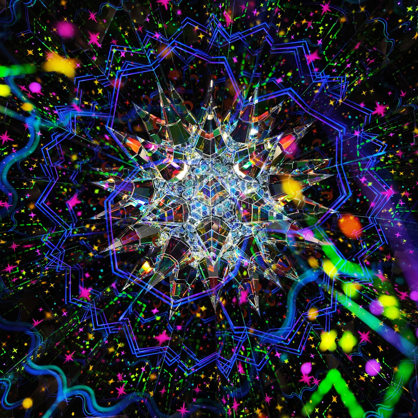 3D Handcrafted Kaleidoscope - with 3 Cube Prisms on the top - Starry Glow Supernova Theme - Perfect Gift for All Ages