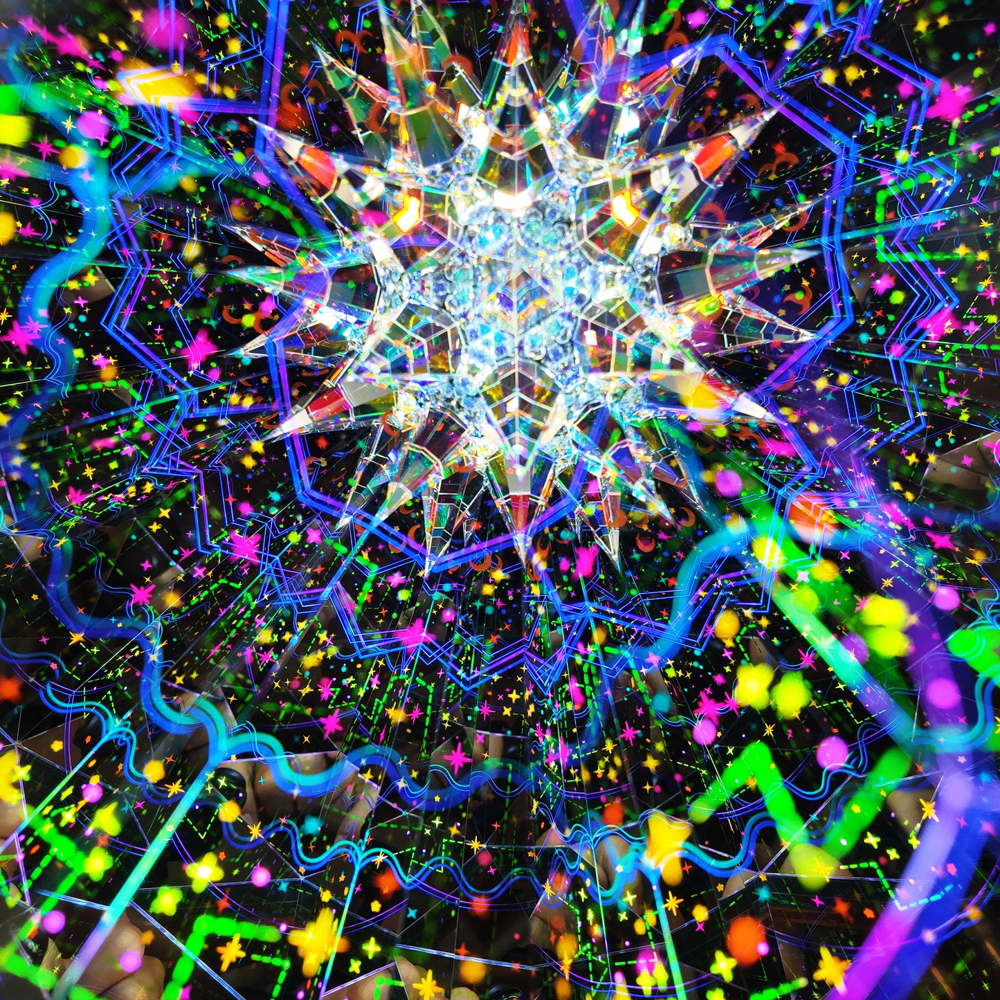 3D Handcrafted Kaleidoscope - with 3 Cube Prisms on the top - Starry Glow Supernova Theme - Perfect Gift for All Ages