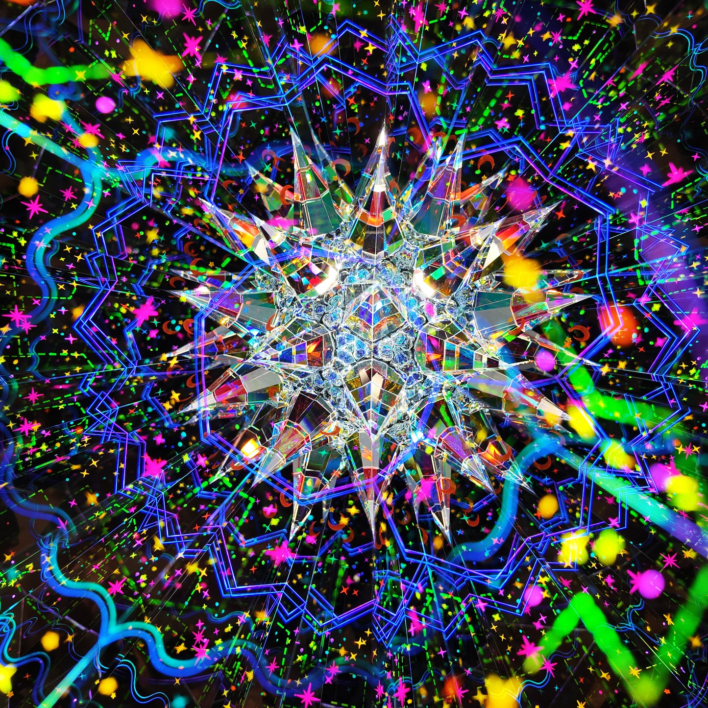 3D Handcrafted Kaleidoscope - with 3 Cube Prisms on the top - Starry Glow Supernova Theme - Perfect Gift for All Ages