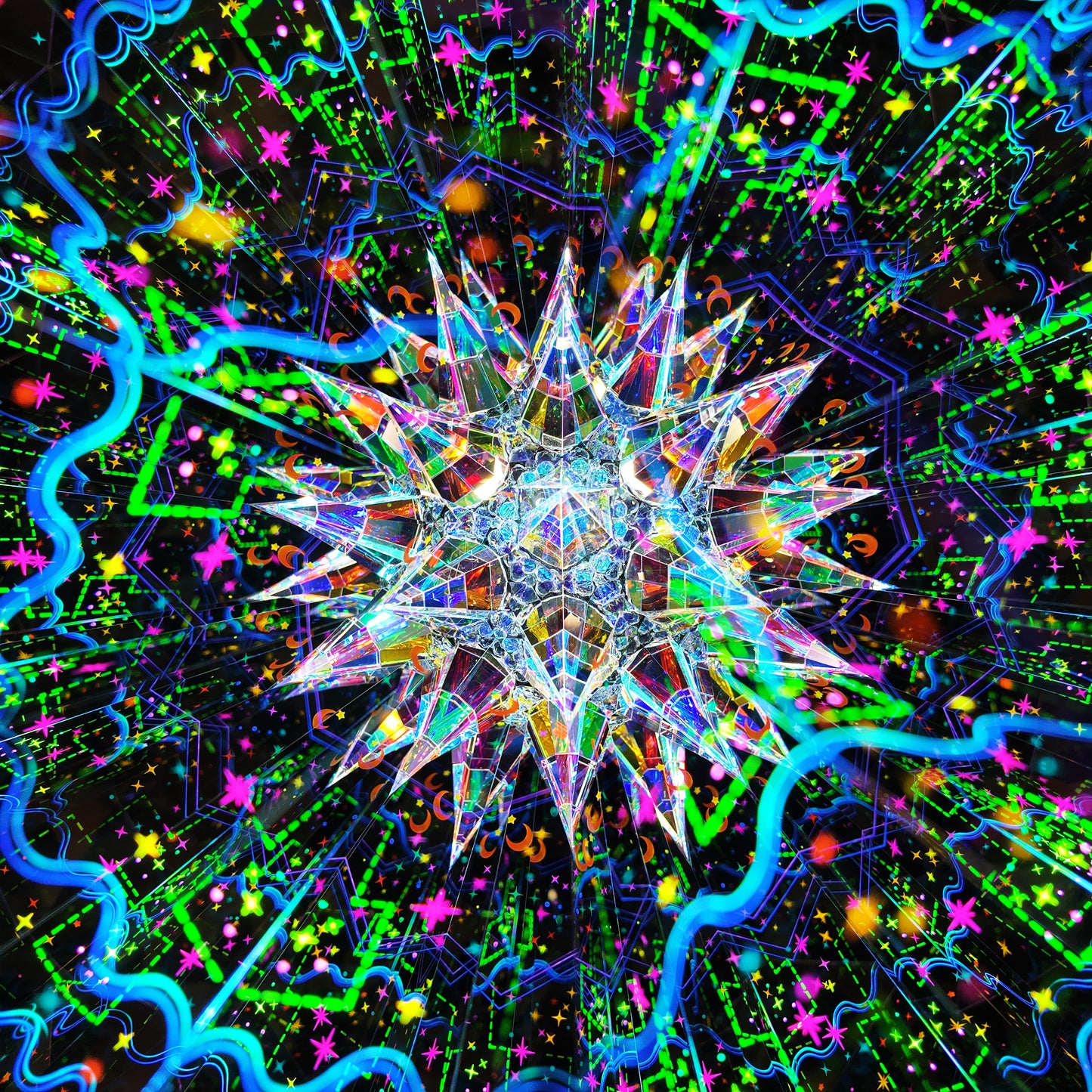 3D Handcrafted Kaleidoscope - with 3 Cube Prisms on the top - Starry Glow Supernova Theme - Perfect Gift for All Ages