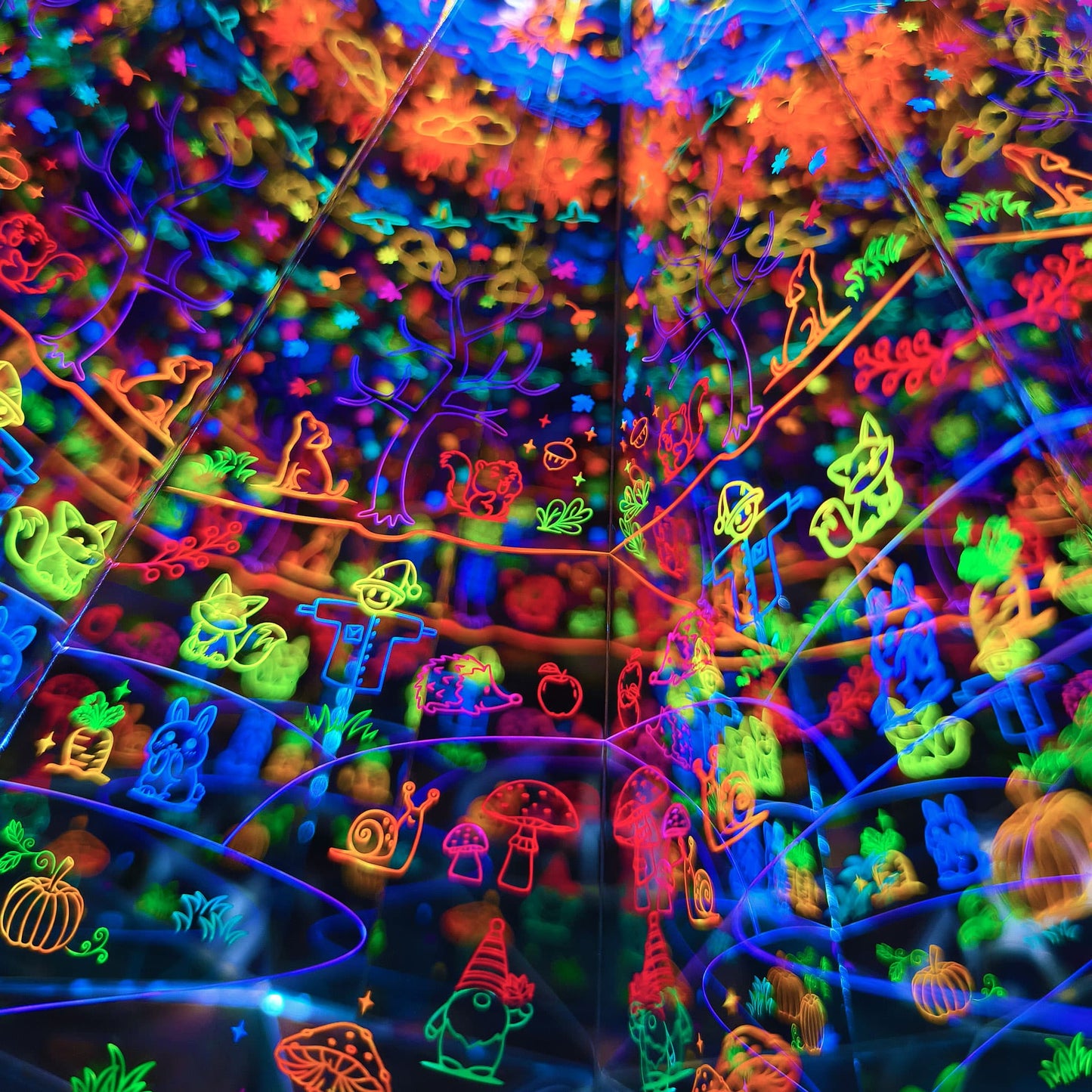 Handcrafted Fall Kaleidoscope with Optional LED Base | Unique 3D Visual Art & Desk Decor