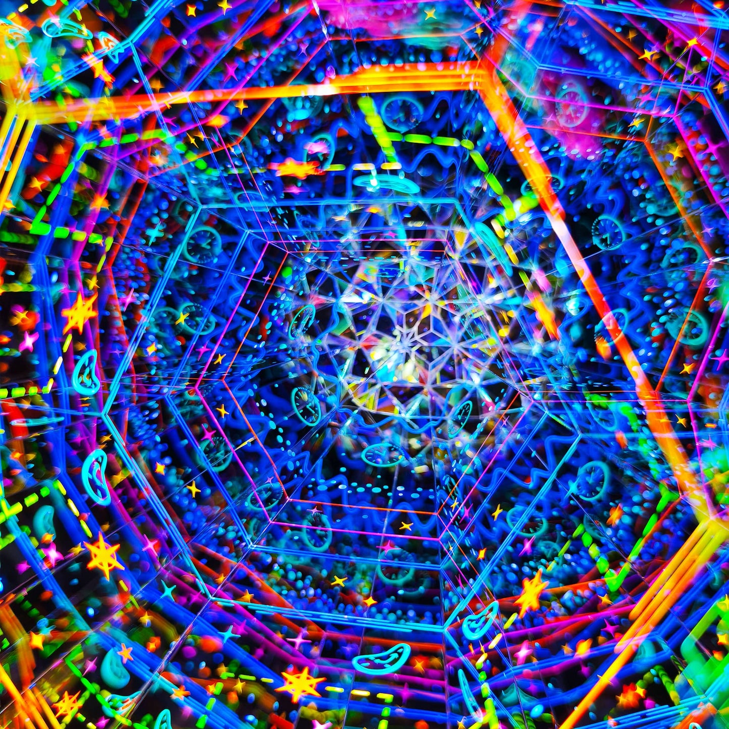 Handcrafted 3D Kaleidoscope-Time Tunnel Theme with Clock Sandglasses Gears Patterns -Unique Gift for Dreamers & Collectors