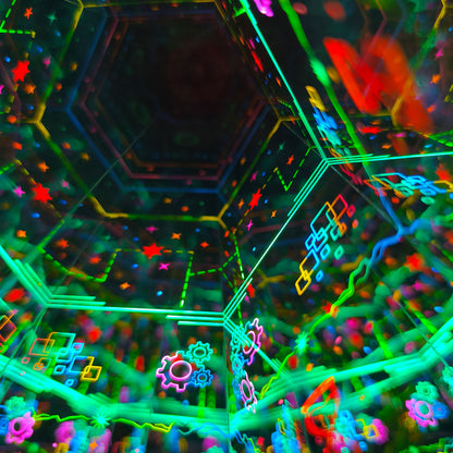Glow-in-the-Dark Kaleidoscope with Optional LED Light Base | Unique Desktop Decor & Art Gift | Handmade Mini Time Tunnel