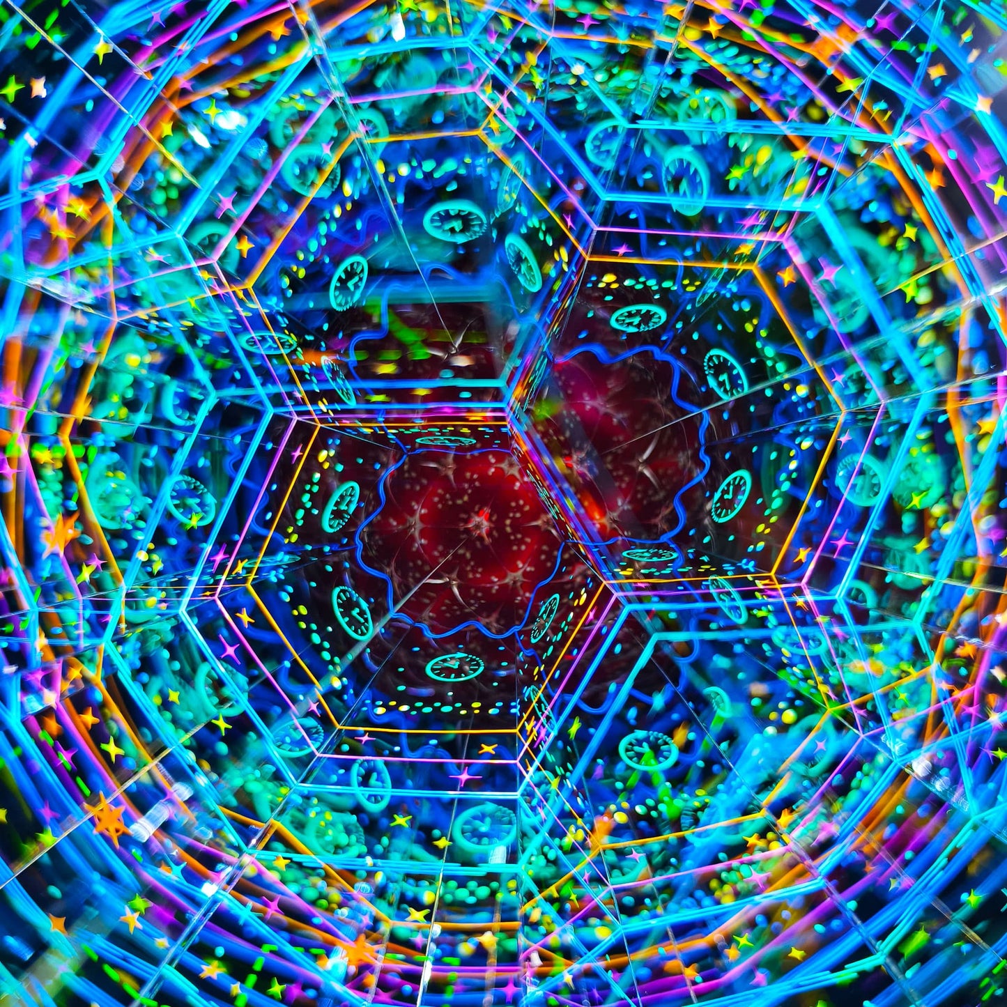 Glow-in-the-Dark Kaleidoscope with Optional LED Light Base | Unique Desktop Decor & Art Gift | Handmade Mini Time Tunnel